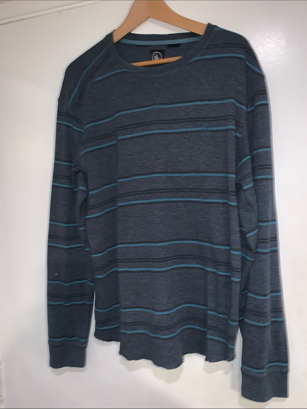 Volcom Long-Sleeve Crewneck with Teal Stripe Detail